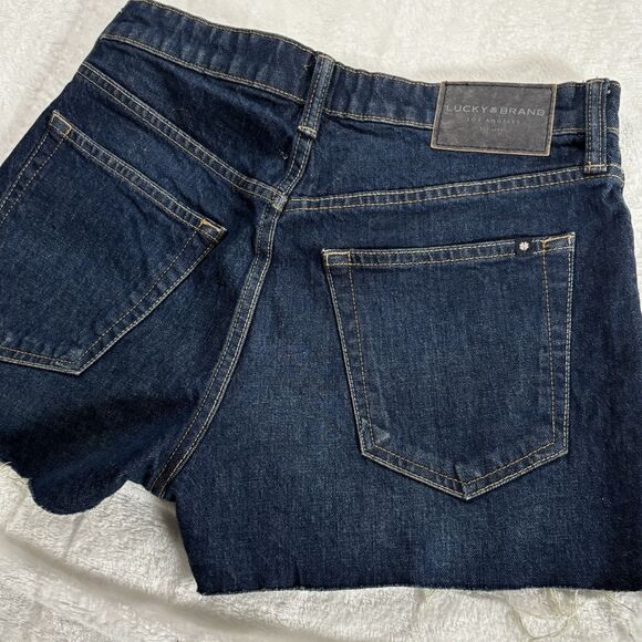 Lucky Brand Women's Blue Lucky Pins Jean Short W/Exposed Fly  Buttons 4/27 Dark - Picture 6 of 13